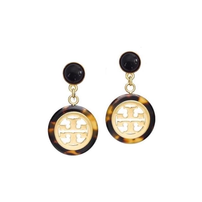 Tory Burch Tortoise Resin Circle Drop Earrings 