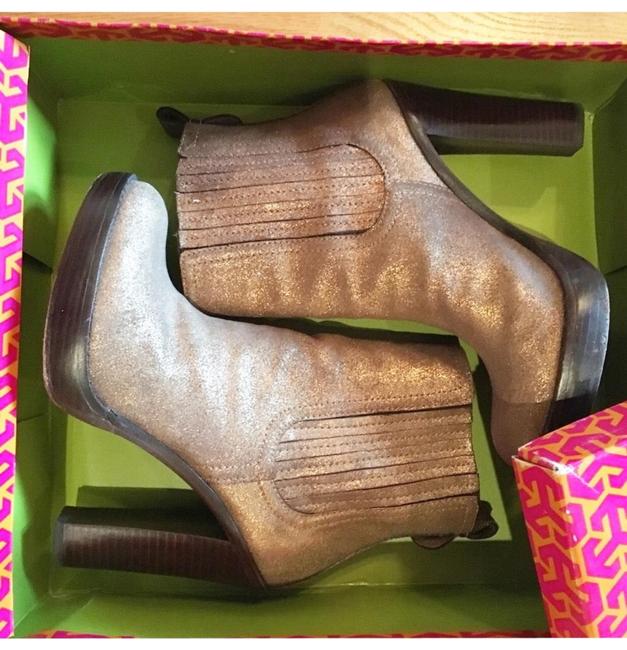 Tory Burch Troy Metallic Leather Ankle Boots Booties