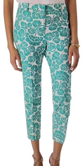 Tory Burch Turquoise and Ivory Printed Pants 25 
