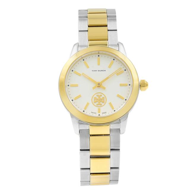 Tory Burch Two Tone Steel Collins Cream Dial Quartz Ladies Tb130 Watch 