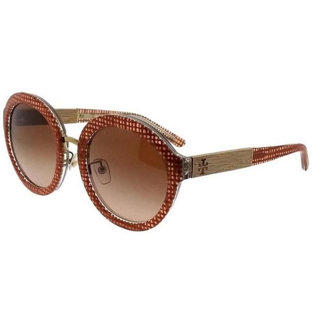 Tory Burch Ty7128 173713 54 Round Women's Papaya Frame Brown Lens Sunglasses 