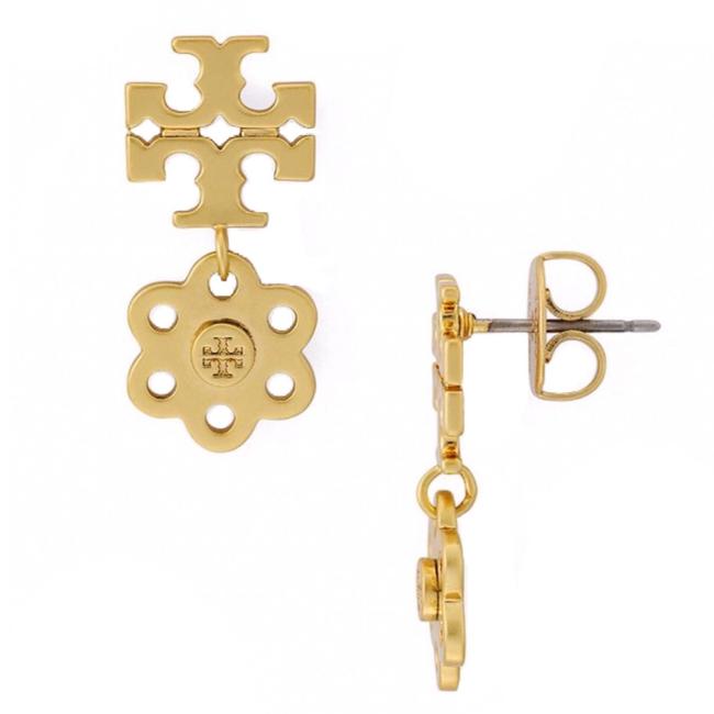 Tory Burch Vintage Gold Logo Charm Earrings 