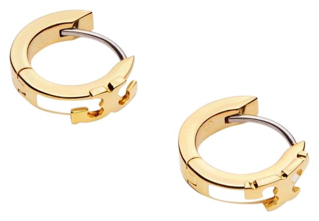 Tory Burch White and Gold Hoops Earrings 