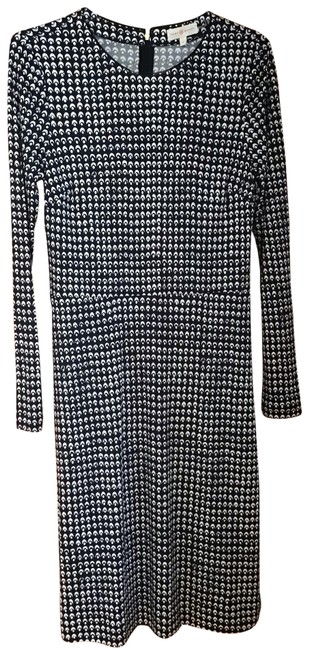 Tory Burch White and Navy 14456 Mid length Cocktail Dress  