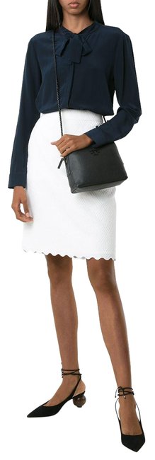 Tory Burch White Bailey Tapestry Jacquard Scalloped Hem Skirt  29 30 