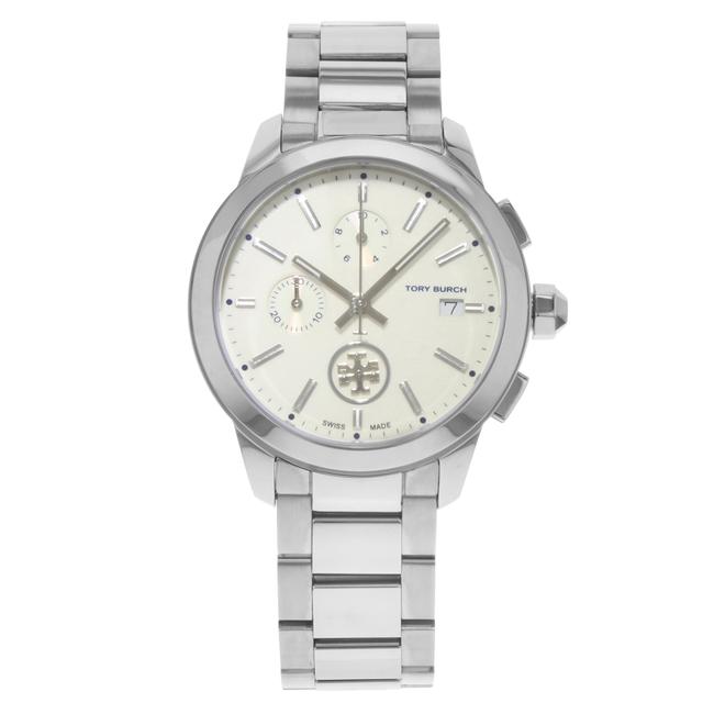 Tory Burch White Collins Cream Dial Chronograph Steel Quartz Ladies Watch 