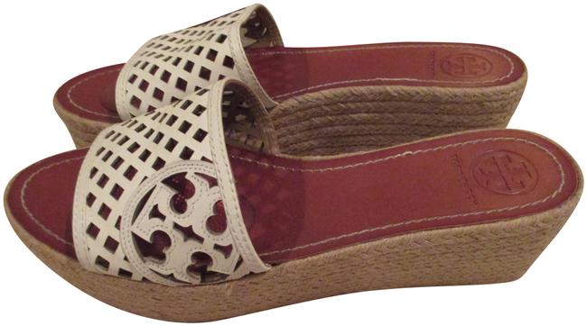 Tory Burch White Leather M Wedges 5 