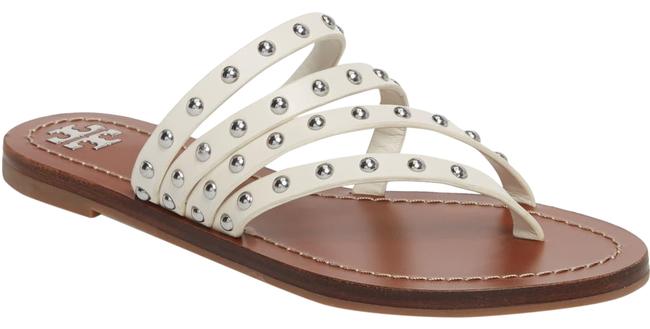 Tory Burch White Patos Studded Thong Sandals