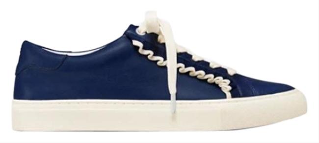 Tory Burch Blue Ruffle Leather Sport Sneakers