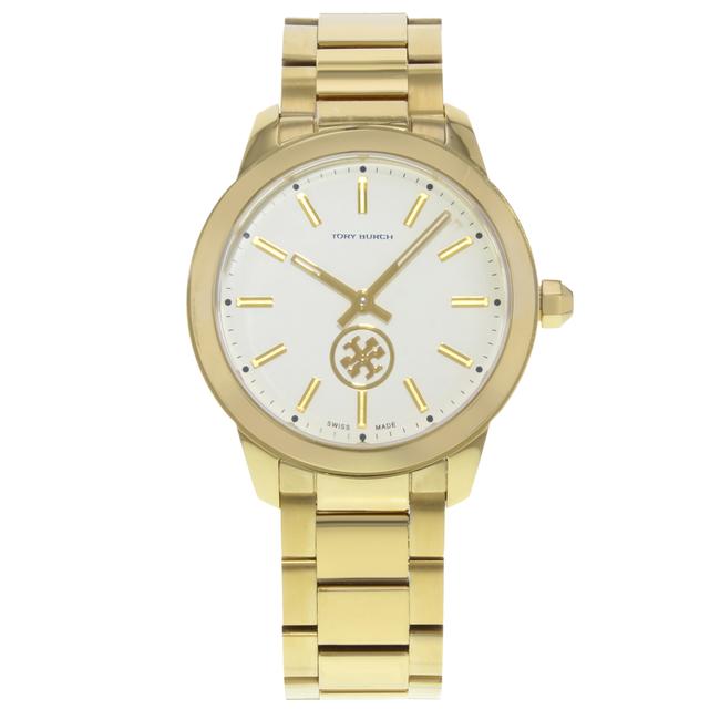 Tory Burch Yellow Collins Gold Tone Stainless Steel Cream Quartz Ladies Watch 