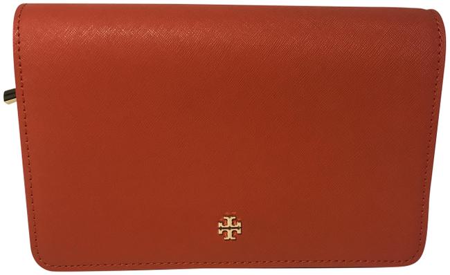 Tory Burch York Combo 40880 Equestrian Orange Saffiano Leather Cross Body Bag 