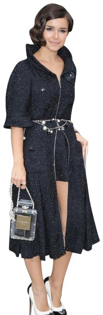 Chanel 13a Runway Lesage Tweed Coat Navy Metallic Top 