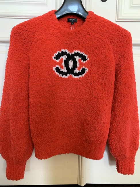 Chanel 2019 Runway Fall Winter Knit Fuzzy Eu36 Red Sweater 