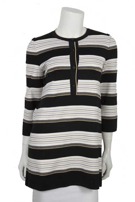 Chanel And Cream Striped Black Sweater 