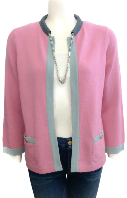 Chanel Attached Necklace Pink and Gray Sweater 