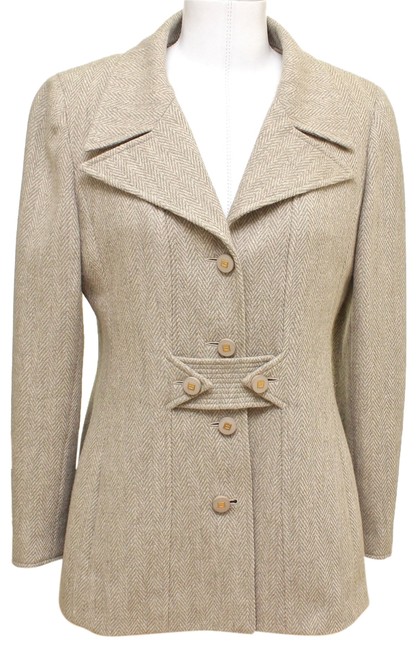 Chanel Beige 96a Jacket Wool Blend Gold Hw 36 Vintage BlazerS 