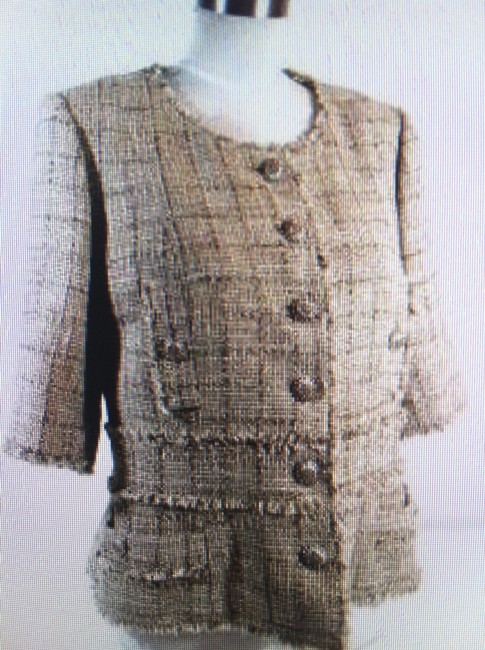 Chanel Beige and Tan with Gold and Black Threads Rare Tweed JacketS 