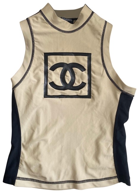 Chanel Beige Logo Tank Top CamiS 