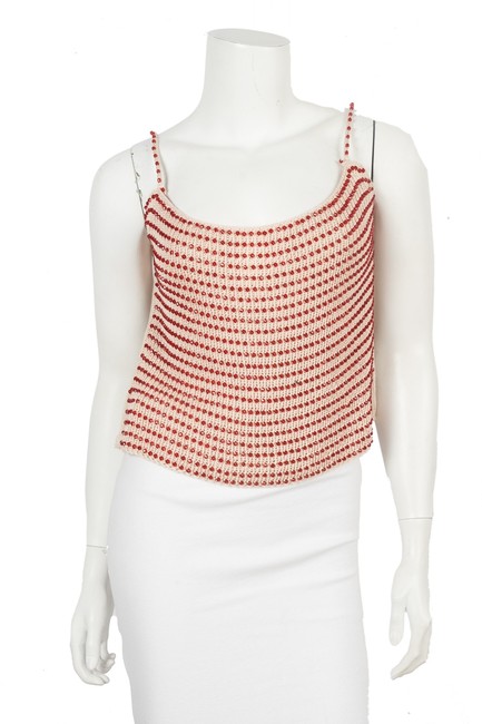Chanel Beige Woven Embellished 46 Tank Top Cami  S 