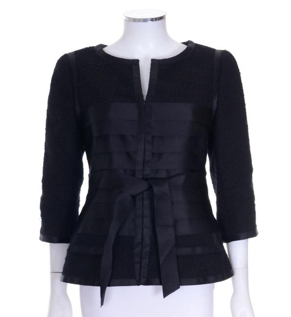 Chanel Black 06a Tweed &amp Ribbon Boucle Fr 46 Jacket 4 L 