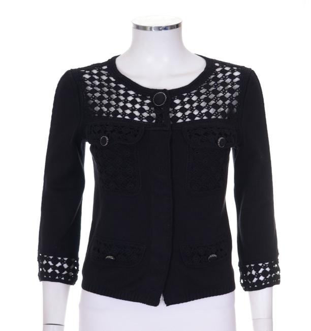 Chanel Black 06p Knit Crochet Sweater Jacket Cardigan