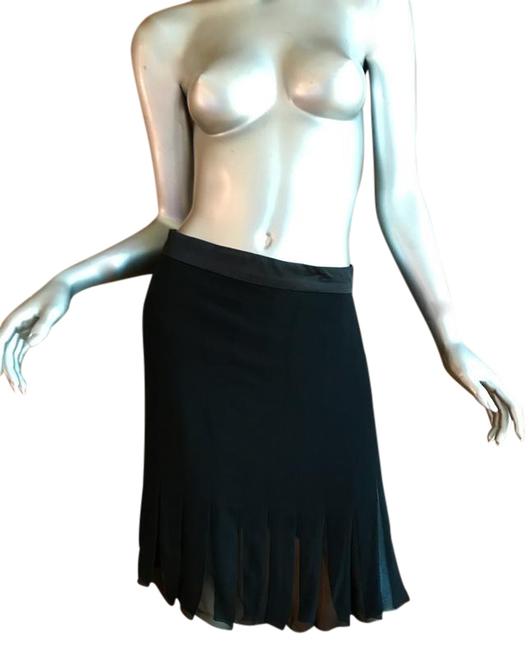 Chanel Black 10% Silk Pleated SkirtS 27 