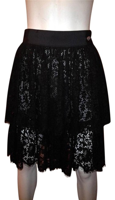 Chanel Black 13p Lace Layered Culotte Fr 0 2 Us Skirt26 
