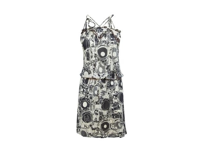 Chanel Black &amp White 2000s Printed Halterneck Short Casual DressS 