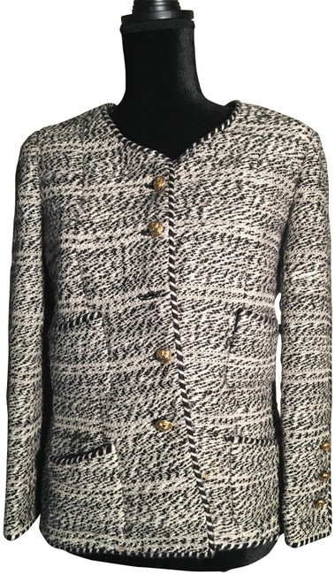 Chanel Black &amp White Rag Wool Sweater 