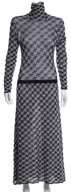 Chanel Black &amp White Sleeve Long Casual Maxi Dress  S 