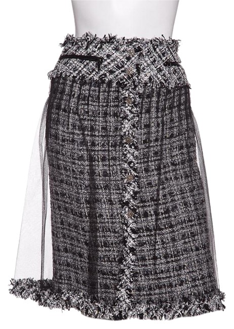 Chanel Black &amp White Tweed Skirt26 