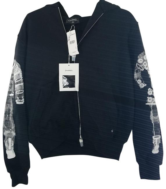 Chanel Black Astronaut Zip Up Hooded Sweatshirt Activewear