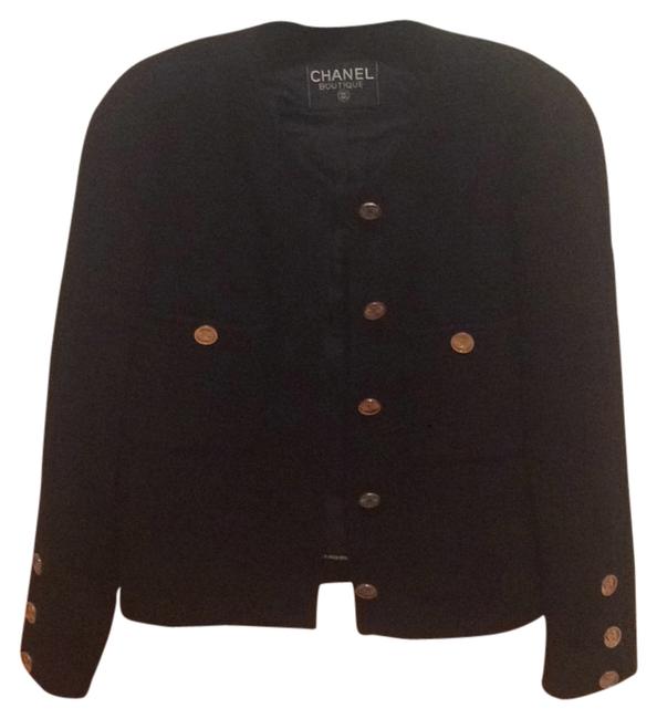 Chanel Black Boucle with Gold Buttons Jacket  S 