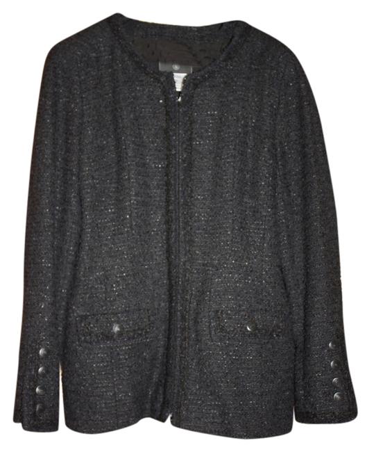 Chanel Black Boucle' Zip Up Jacket