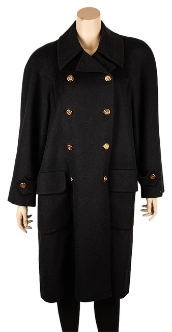 Chanel Black Boutique Wool Trench 64867 Coat Size OS one size 