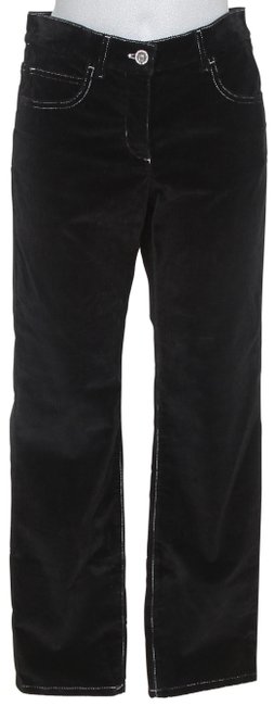 Chanel Black Corduroy Jean Leg Tweed Strass Crystal 38 Pants  S 28 