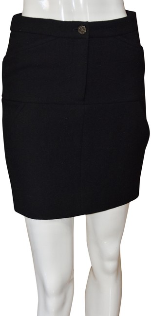 Chanel Black Couture Mini Wool Skirt26 