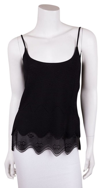 Chanel Black Crochet Lace Tank Top CamiS 