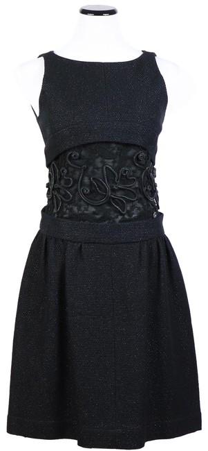 Chanel Black Evening Couture Mid length Cocktail DressS 
