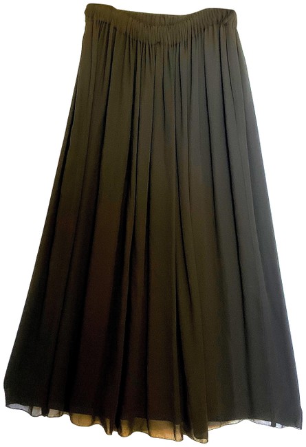 Chanel Black Full Length Vintage Silk Chiffon In Sz Skirt  S 28 