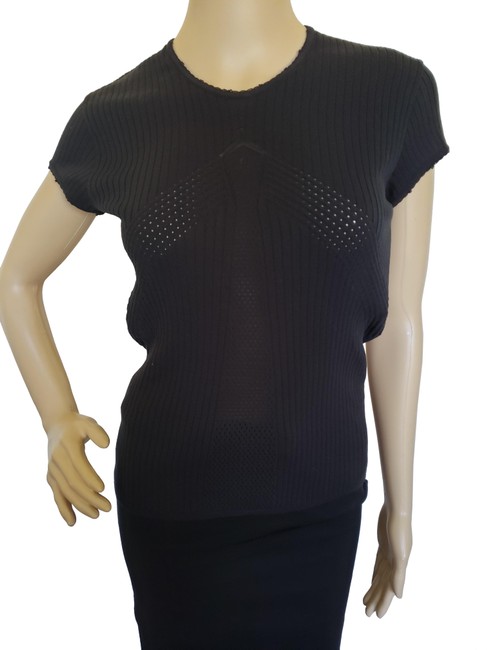 Chanel Black Interlocking Cc Rib Knit Blouse