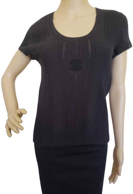 Chanel Black Interlocking Cc Rib Knit Blouse 4 L 