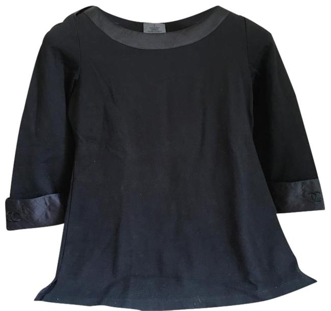 Chanel Black Jackie O Style Uniform Quilted Cuffs Small Blouse  S 