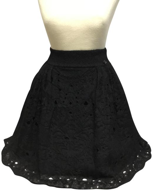 Chanel Black Knit Overlay Full SkirtS 27 