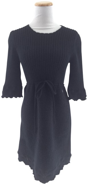 Chanel Black Knit Sweater Mid length Work Office DressS 