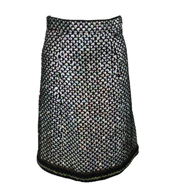 Chanel Black Knit with Sequins Skirt  S 28 