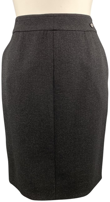 Chanel Black L Sparkle Wool Pencil Skirt 8 XL Plus 0x 