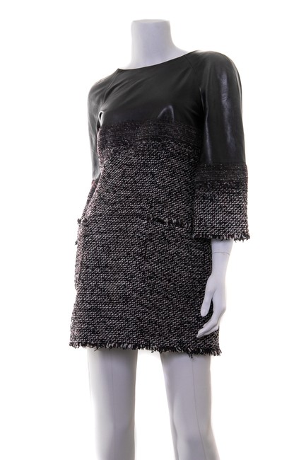 Chanel Black Leather &amp Tweed Tunic  S 