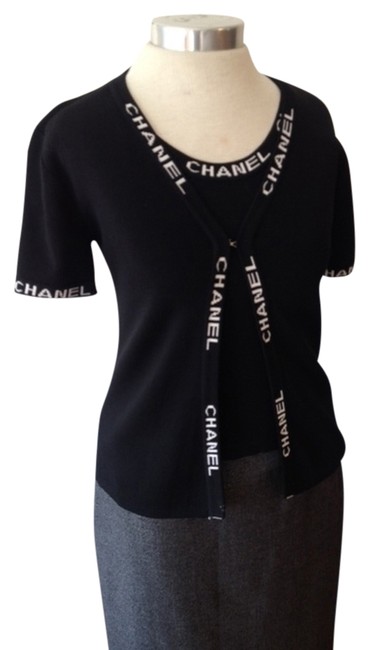 Chanel Black Logo Rare Cardigan