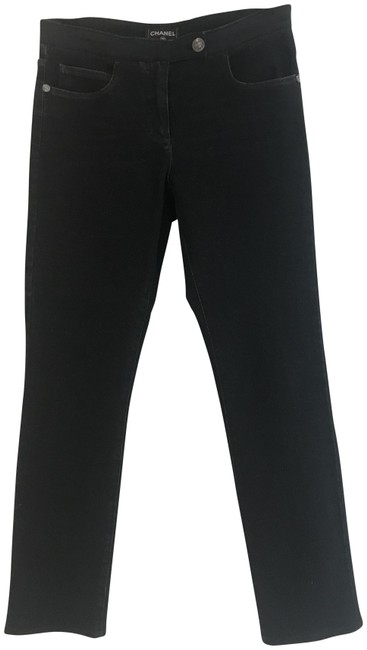 Chanel Black Mid Rise Straight Leg Jeans 7 4 S 